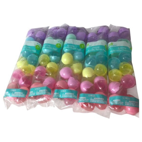 Lot of 5 Way to Celebrate Multicolor Plastic Fillable Easter Eggs 12 Count Each - Picture 1 of 7